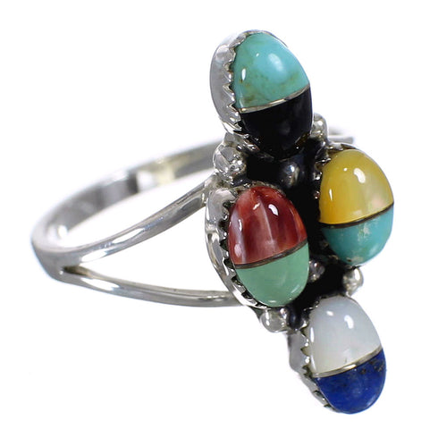 Silver Multicolor Southwestern Ring Size 5-1/4 YX70915